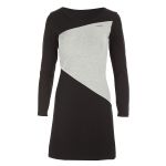 Classic A-line mini-dress, WK3 with contrasing colour panel, black/grey marl