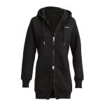 Long, cuddly Hoodie Jacket J006 with 2-way zipper, black