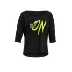 Ultra Light  Modal 3/4 sleeved Shirt MCS001 with neon-yellow glitter print “New day bring it on”, black